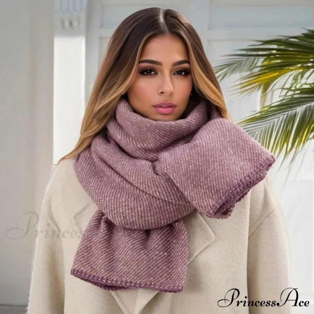 Checkered Cashmere Wrap Winter Scarf - Image 9