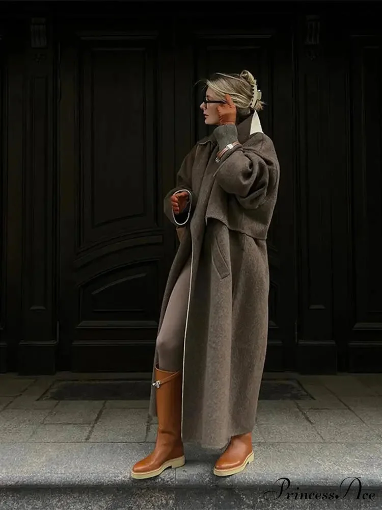 Checkered Design Informal Collar Overcoat - Image 2