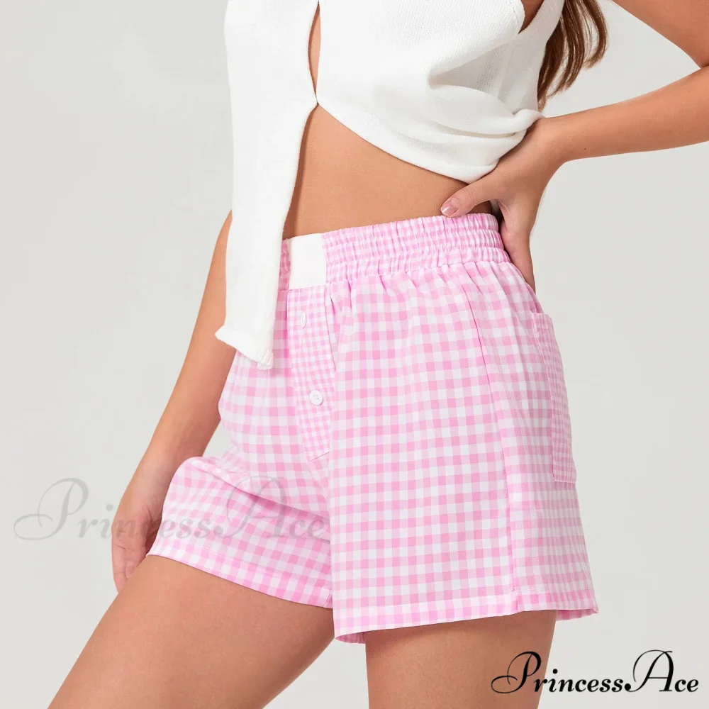 Checkered Different Button Lounge Short - Image 3