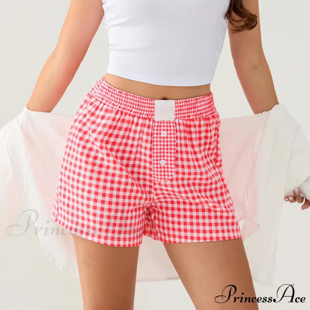 Checkered Different Button Lounge Short - Image 7