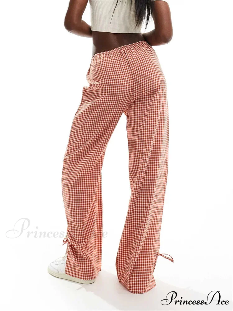 Checkered Divided Fasten Loose Broad Leg Summer Pant - Image 4