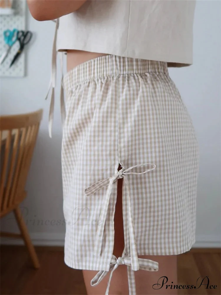 Checkered Divided Lace-Up Empty Brief - Image 2