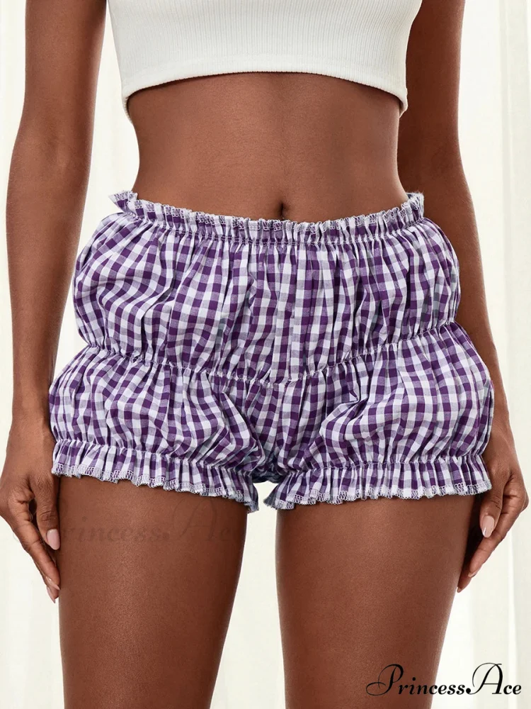 Checkered Frill Hem Bloomer Short - Image 4