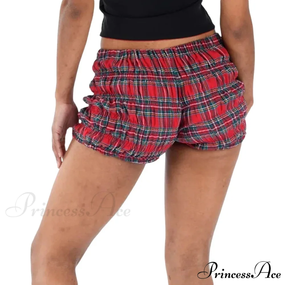 Checkered Frill Tiered Low-Cut Short - Image 4