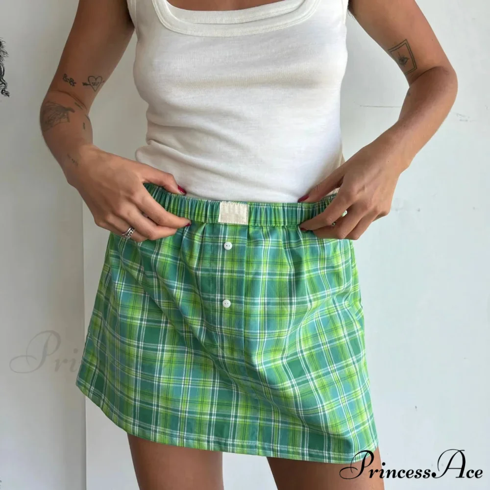 Checkered Gingham Short Skirt - Image 2