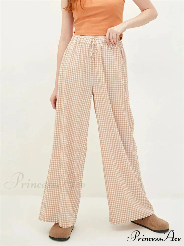 Checkered High-Rise Cinched Wide Leg Urban Pant - Image 3