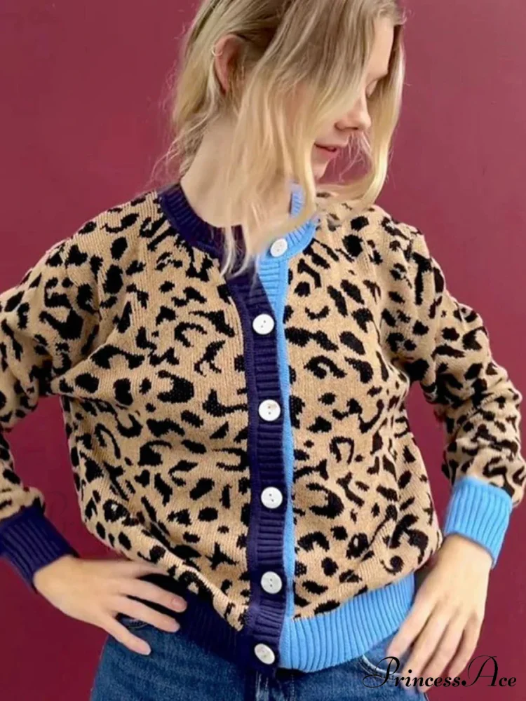 Checkered Lantern Sleeve Knit Cardigan - Image 6