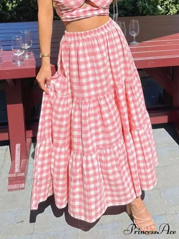 Checkered Layered Patchwork Skirt - Image 10