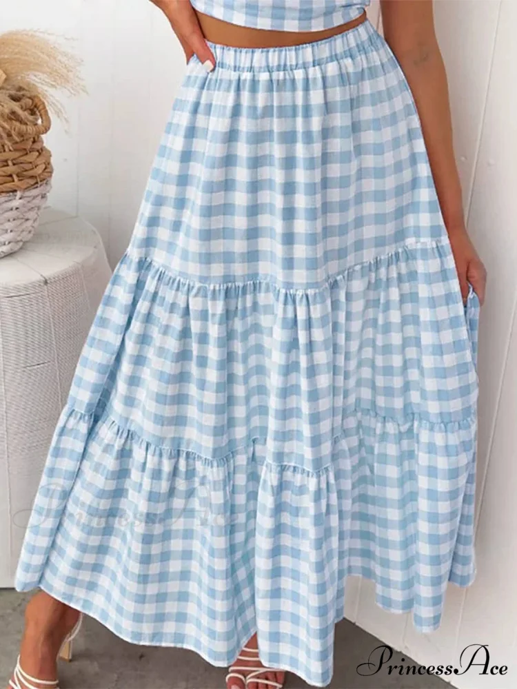 Checkered Layered Patchwork Skirt - Image 12