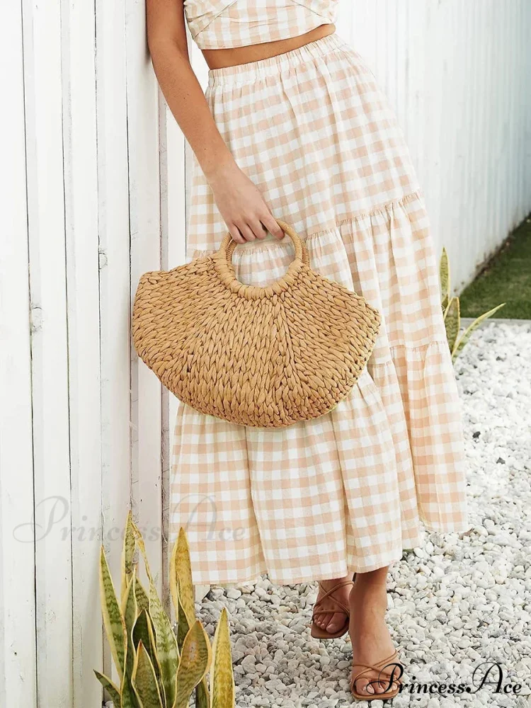 Checkered Layered Patchwork Skirt - Image 4