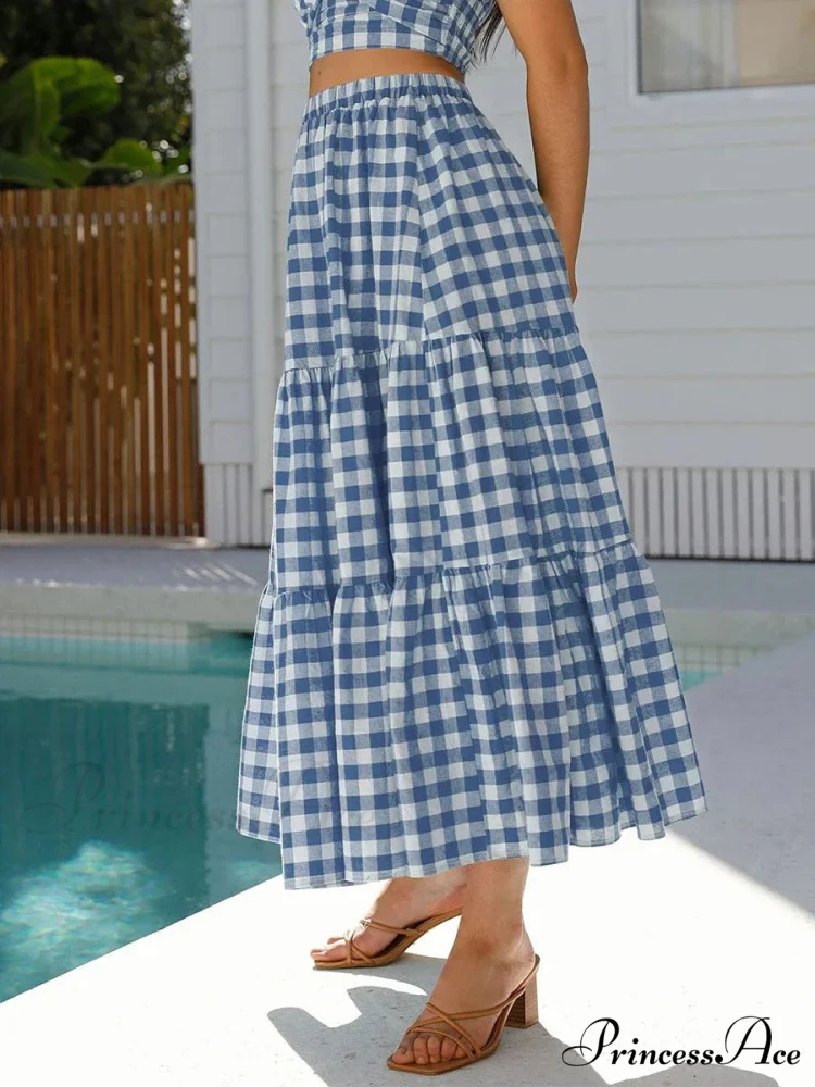 Checkered Layered Patchwork Skirt - Image 5