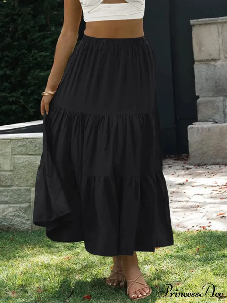 Checkered Layered Patchwork Skirt - Image 7