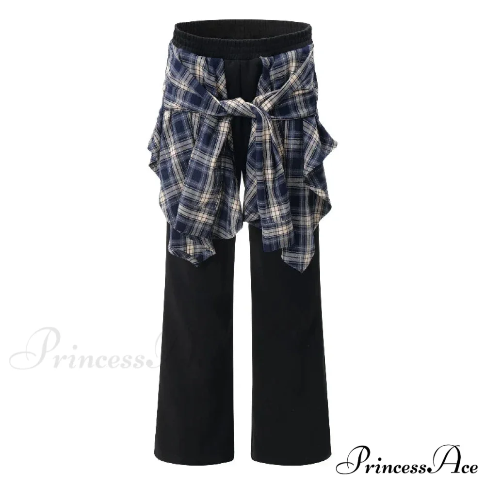 Checkered Patchwork High Waist Trousers - Image 3