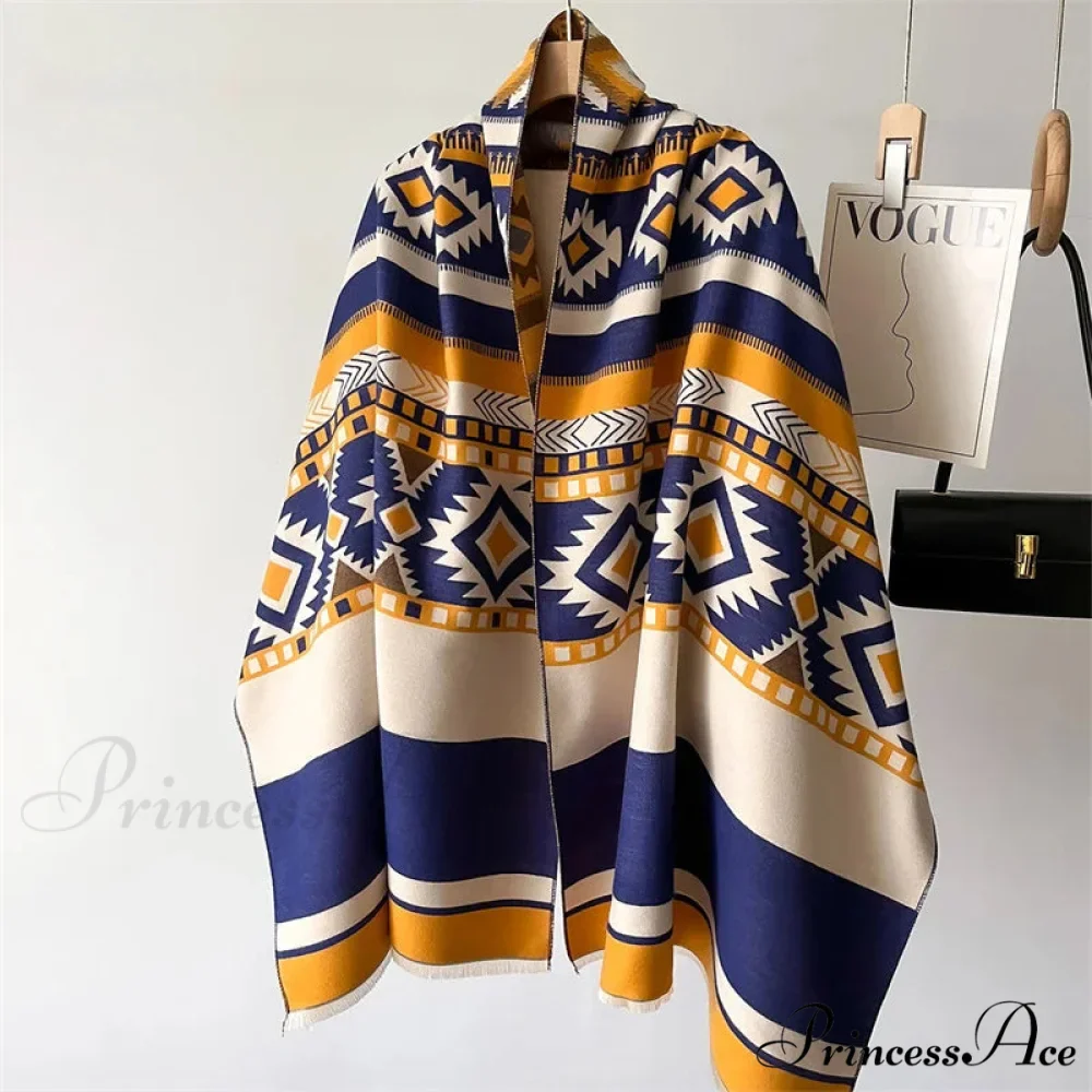 Checkered Pattern Cashmere Pashmina Winter Scarf - Image 2