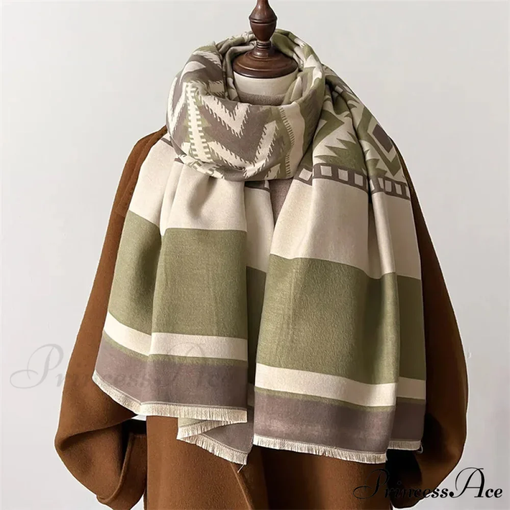 Checkered Pattern Cashmere Pashmina Winter Scarf - Image 5