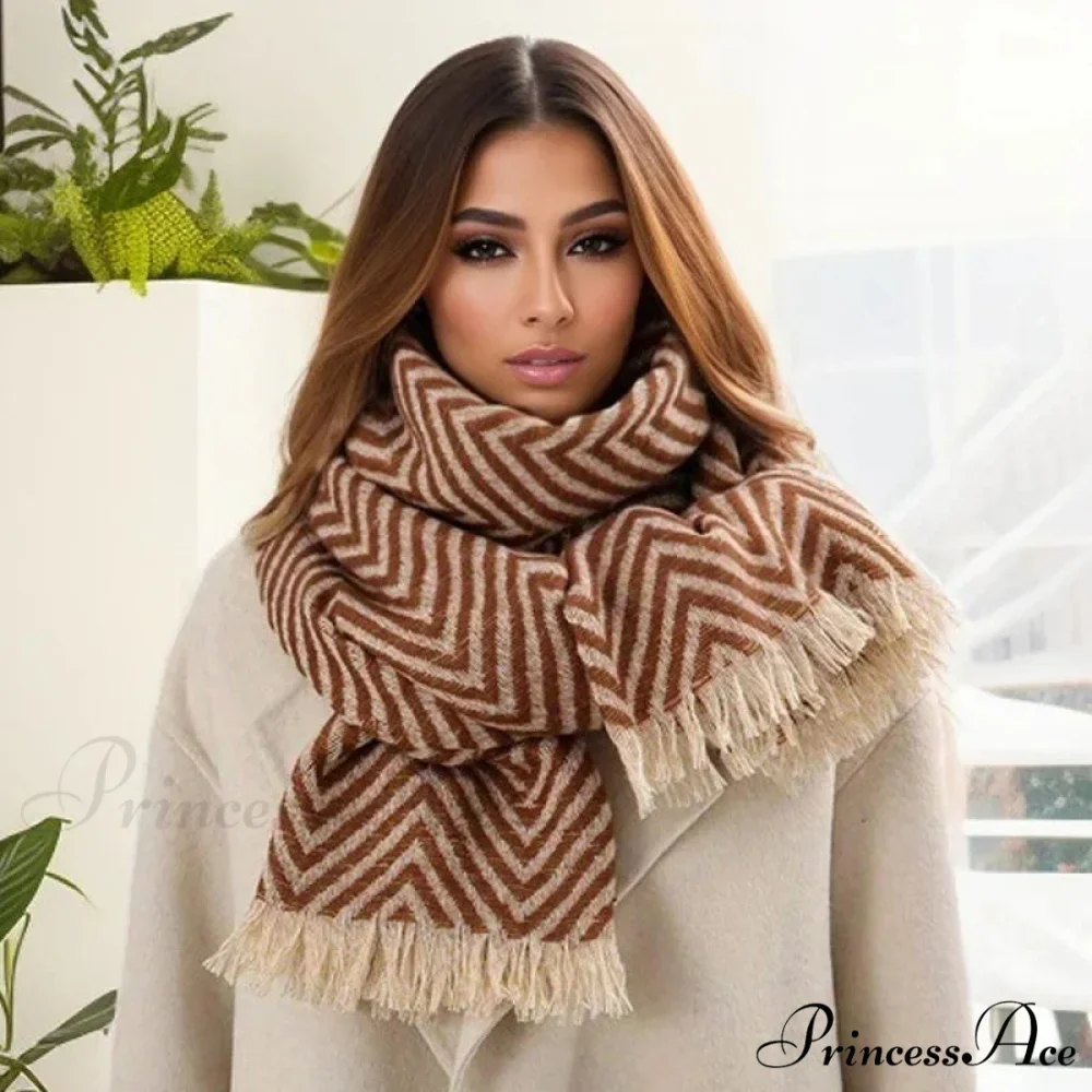 Checkered Pattern Cashmere Winter Travel Scarf - Image 10