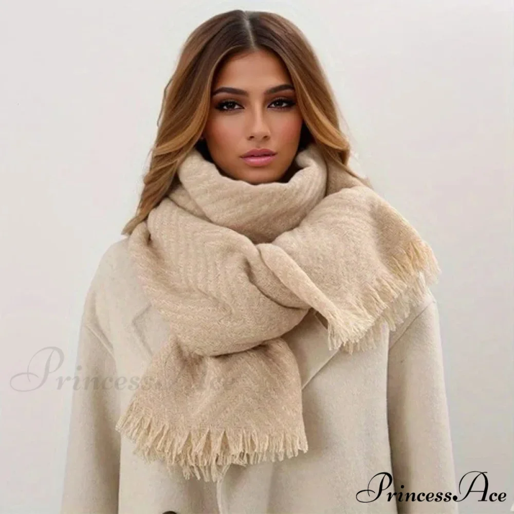 Checkered Pattern Cashmere Winter Travel Scarf - Image 11