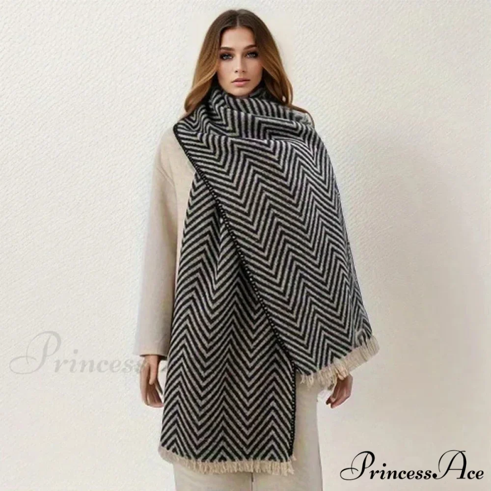 Checkered Pattern Cashmere Winter Travel Scarf - Image 12