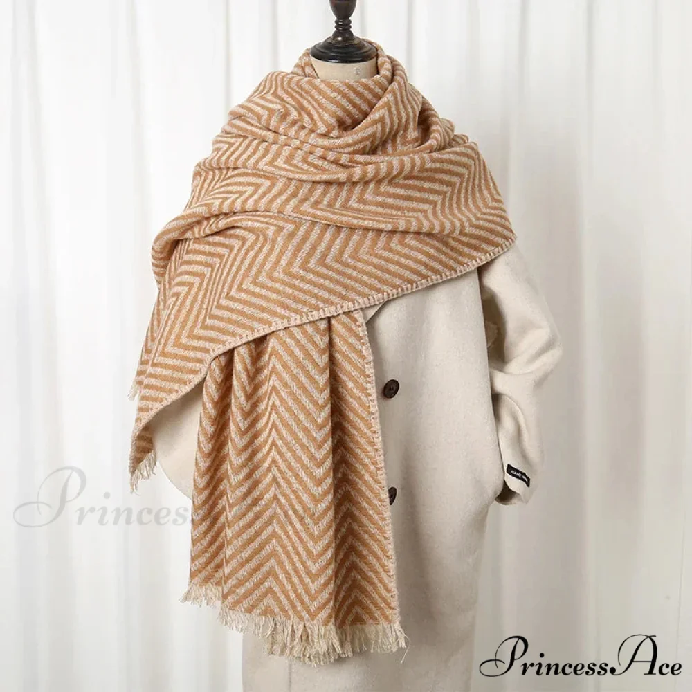 Checkered Pattern Cashmere Winter Travel Scarf - Image 13