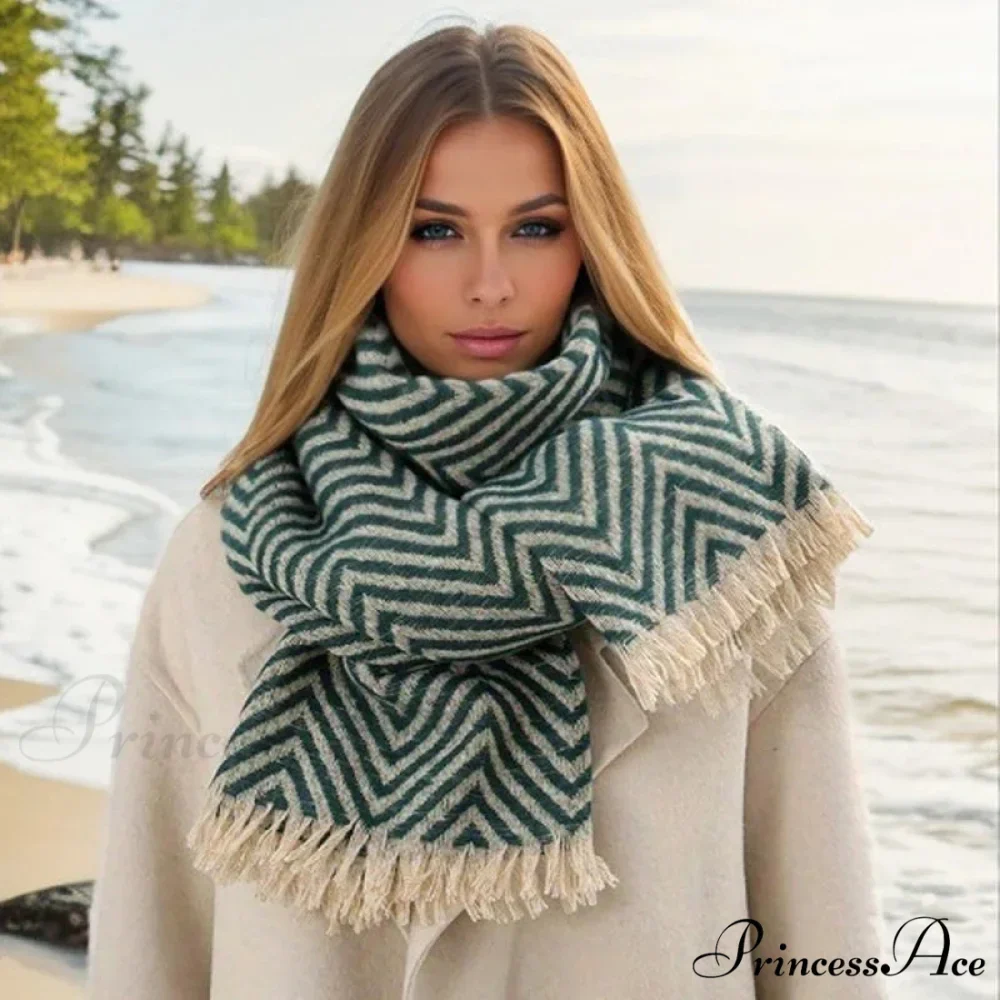 Checkered Pattern Cashmere Winter Travel Scarf - Image 15