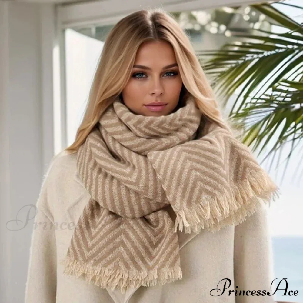 Checkered Pattern Cashmere Winter Travel Scarf - Image 2