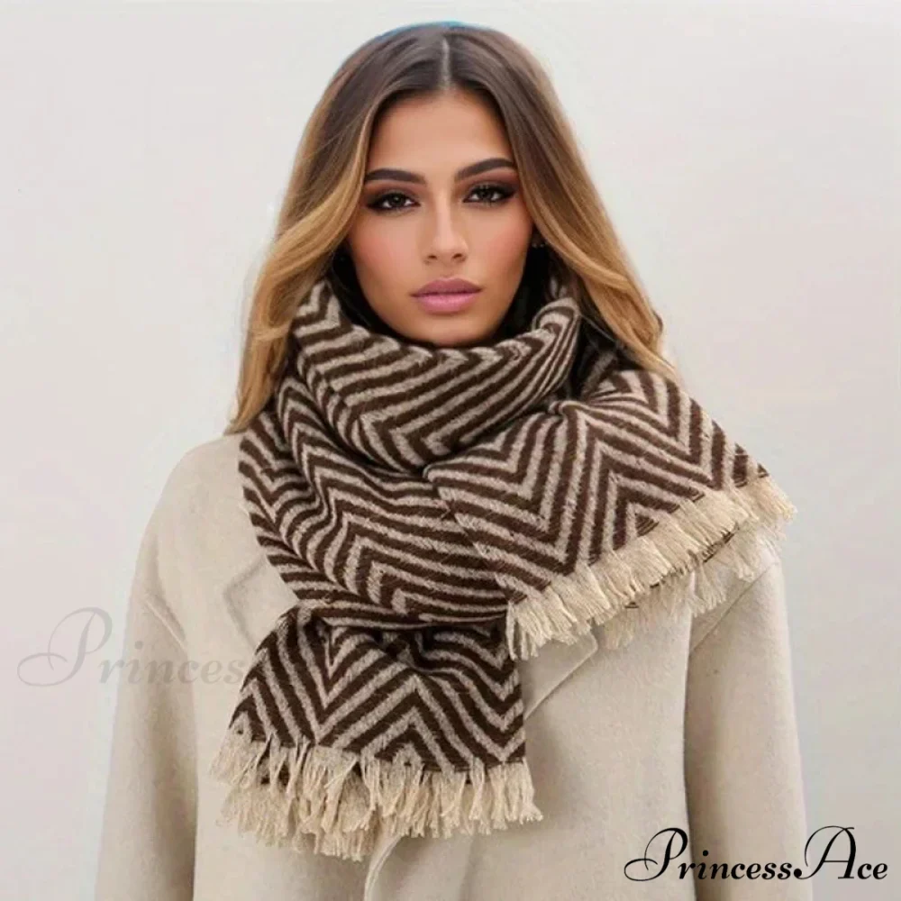 Checkered Pattern Cashmere Winter Travel Scarf - Image 3