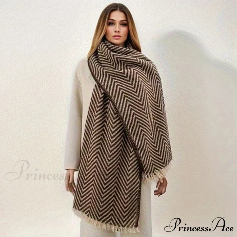 Checkered Pattern Cashmere Winter Travel Scarf - Image 5