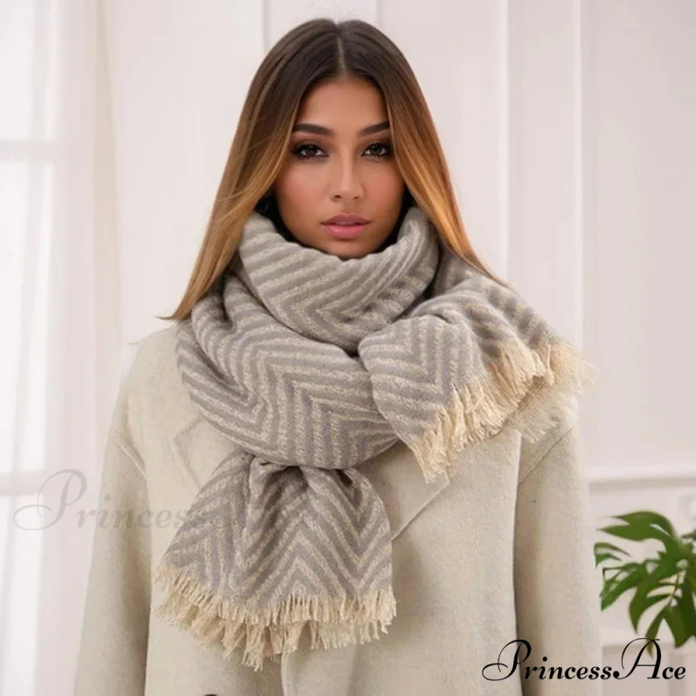 Checkered Pattern Cashmere Winter Travel Scarf - Image 7