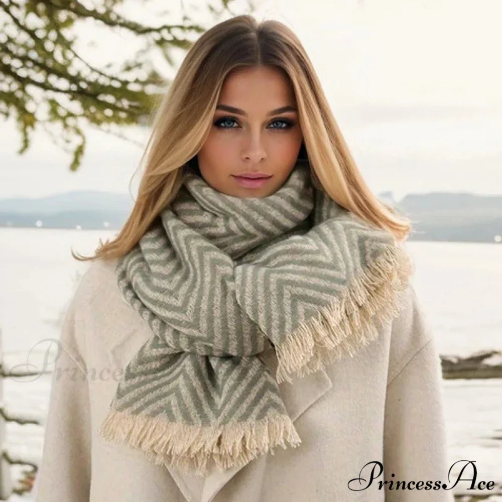 Checkered Pattern Cashmere Winter Travel Scarf - Image 8