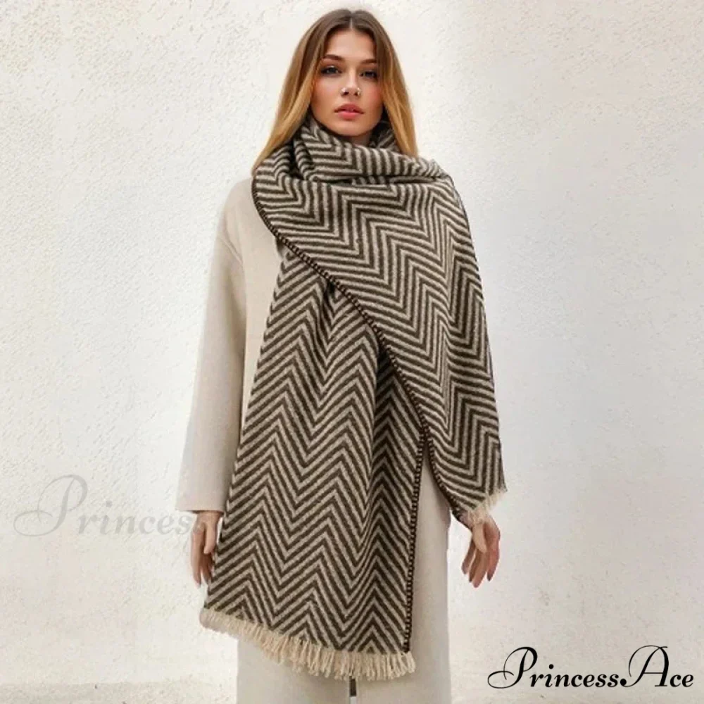 Checkered Pattern Cashmere Winter Travel Scarf - Image 9