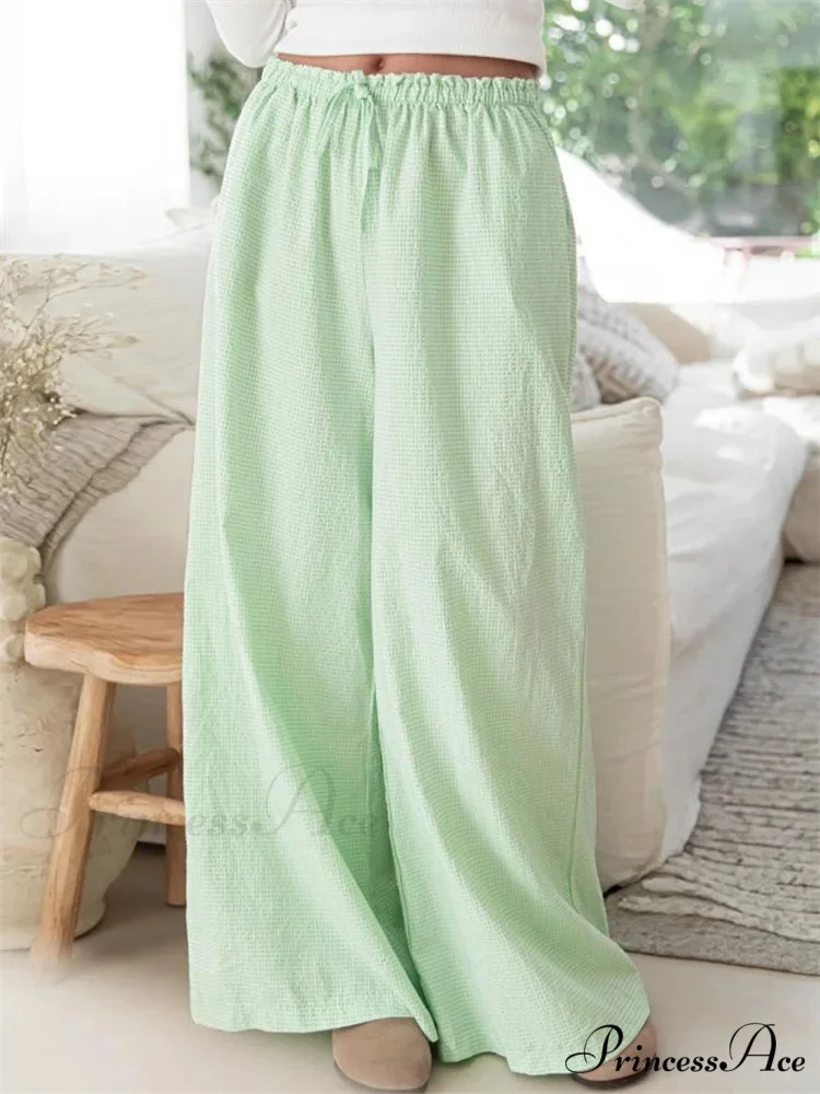 Checkered Pattern Drawstring Flexible Waist Relaxed Pant - Image 2