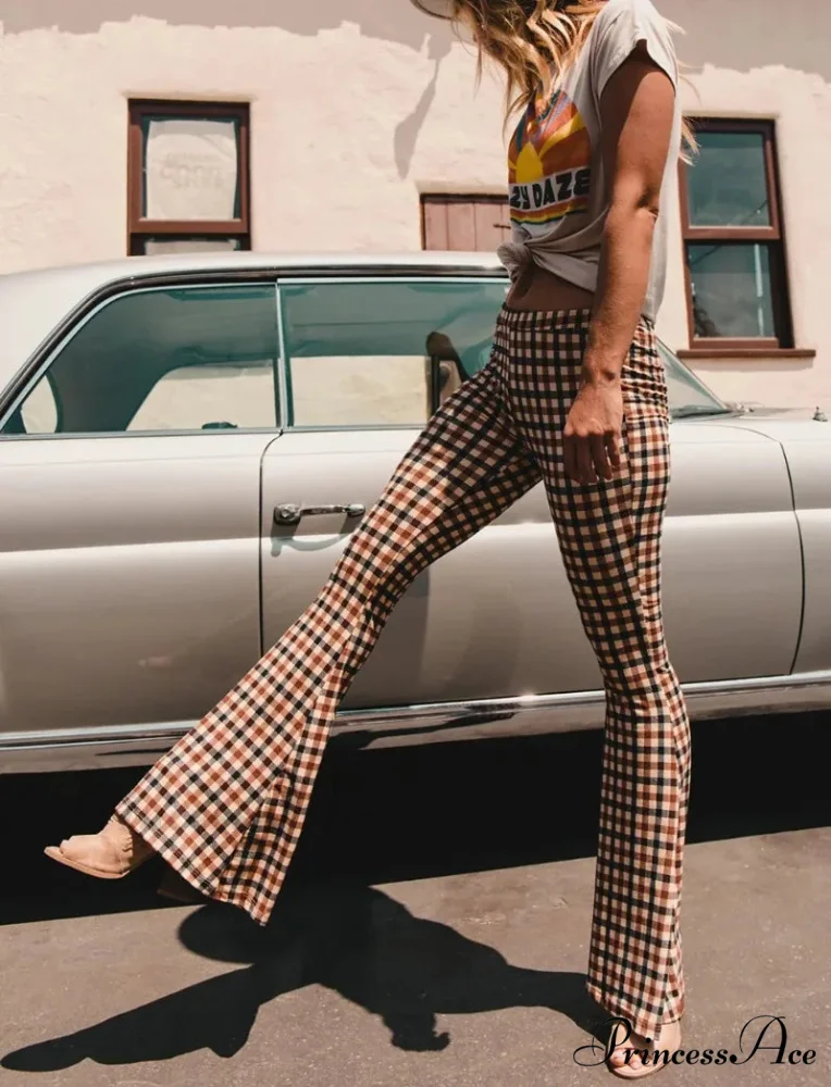 Checkered Pattern Self-Improvement Flare Stylish Pant - Image 2