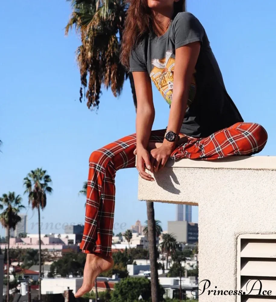 Checkered Pattern Self-Improvement Flare Stylish Pant - Image 6