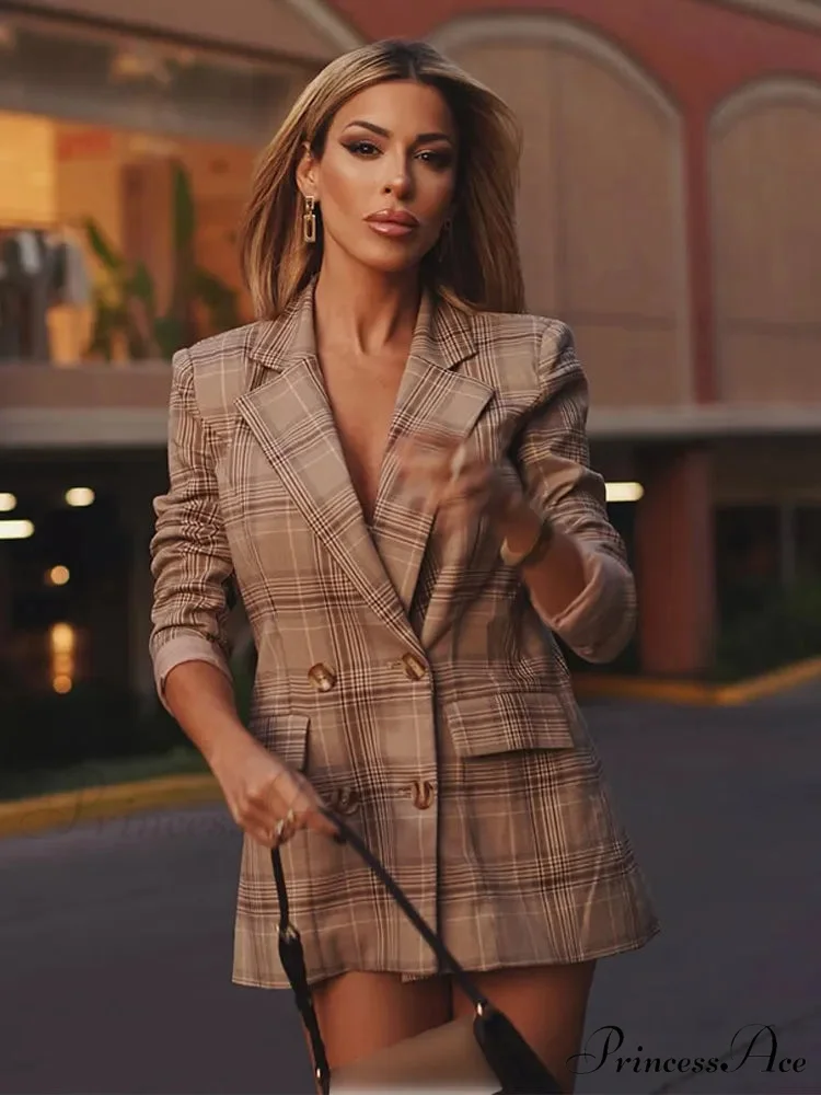 Checkered Pattern Sleek Suit Jacket - Image 2