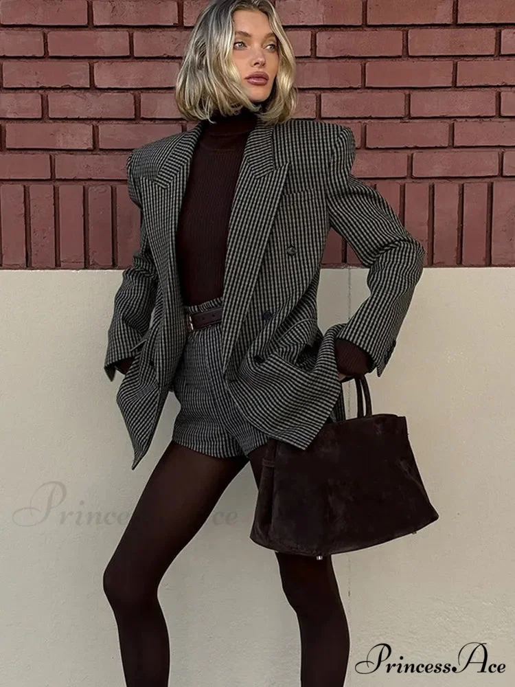 Checkered Pattern Suit Jacket