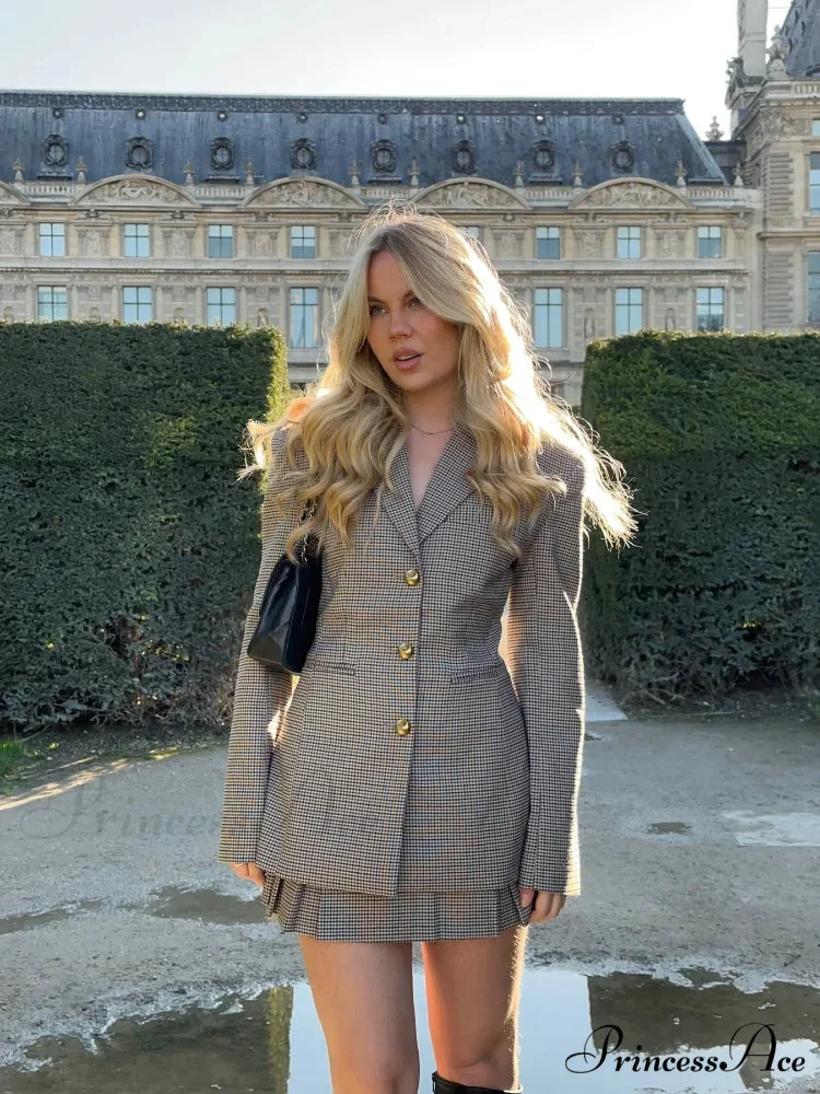Checkered Pattern Trim Fit Collar Jacket