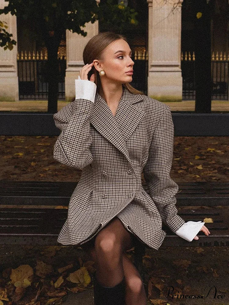 Checkered Printed Jacket Coat - Image 6