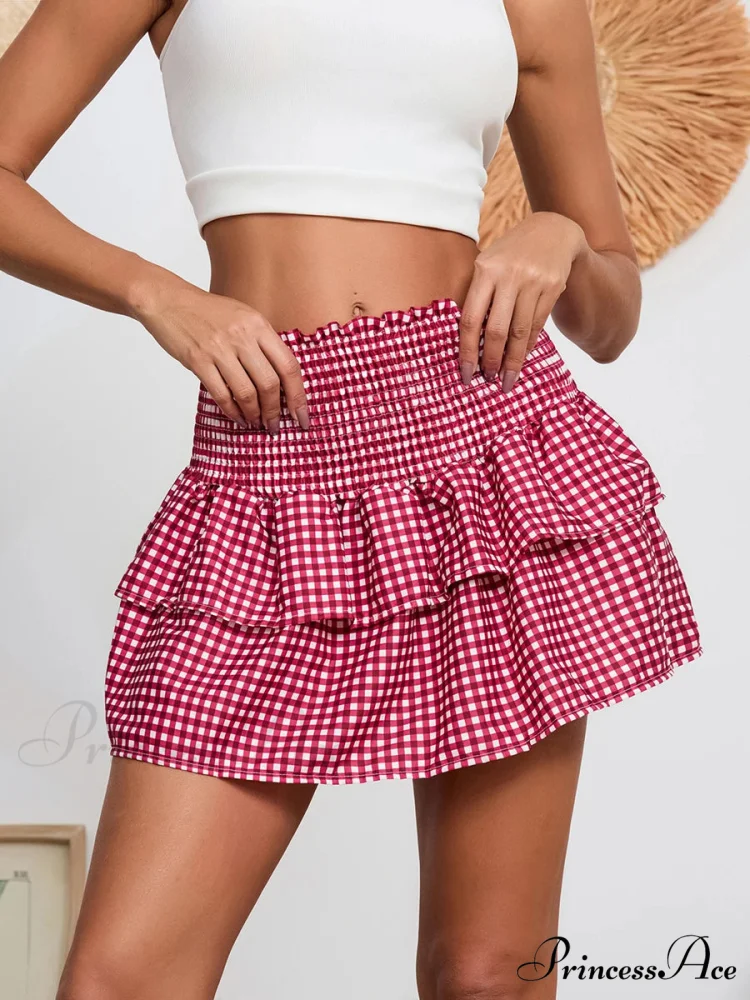 Checkered Retro Lovely Waist Skirt - Image 5