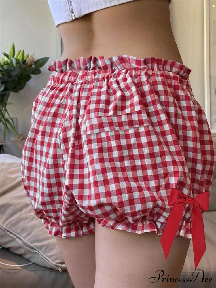 Checkered Ribbon Loose Bloomer Short - Image 3