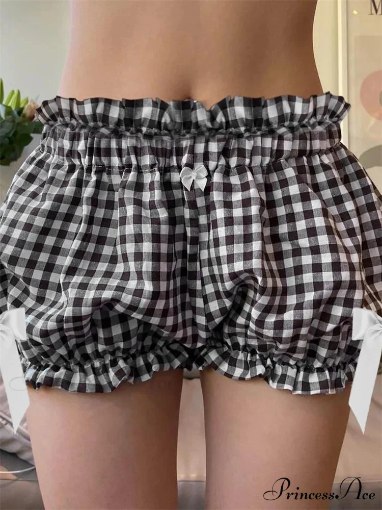 Checkered Ribbon Loose Bloomer Short - Image 4