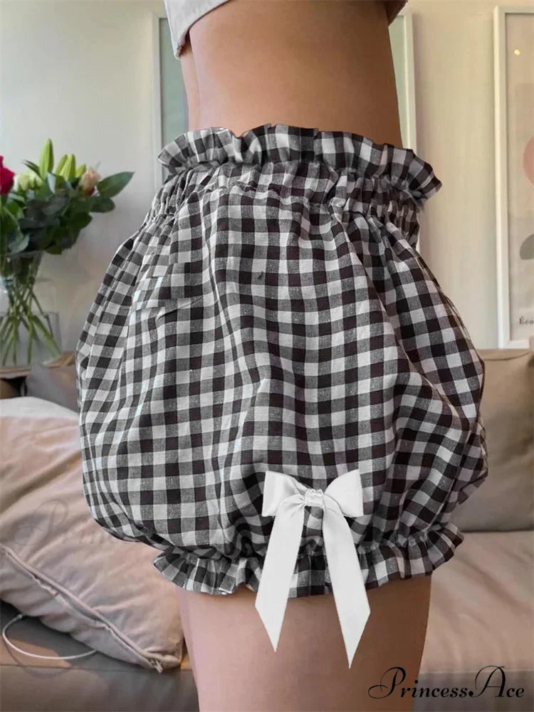 Checkered Ribbon Loose Bloomer Short - Image 5