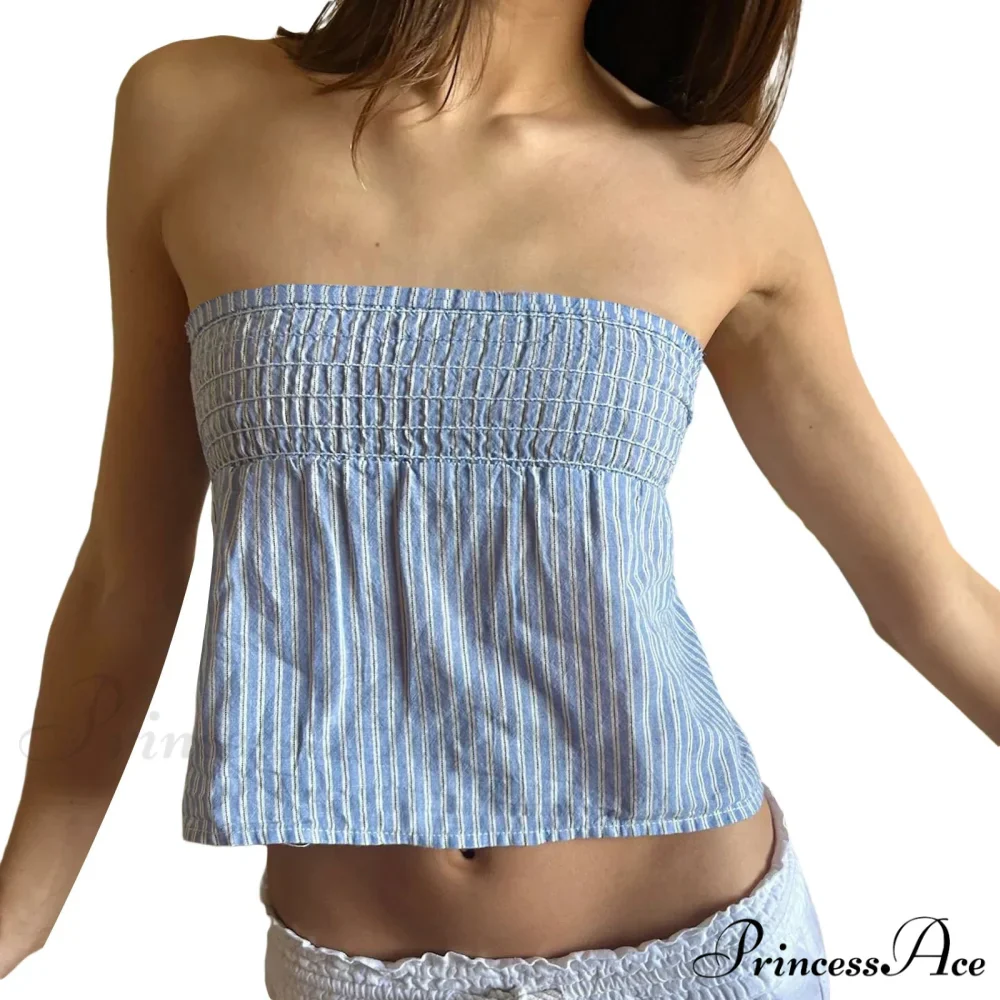 Checkered Shirred Ribbon Crop Top - Image 5