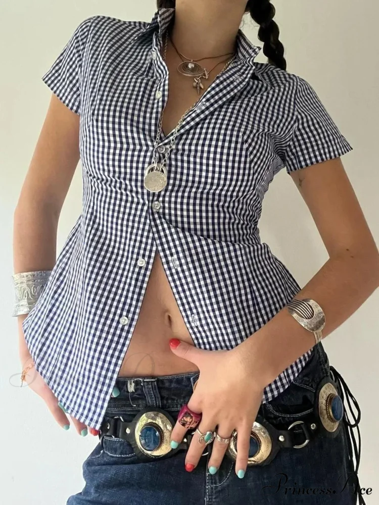 Checkered Sleek Buttoned Up Top - Image 3