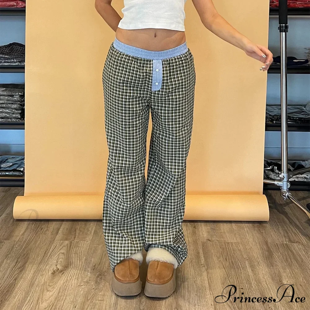 Checkered Sleep Lounge Bottoms Stretchy Waist Pant - Image 3