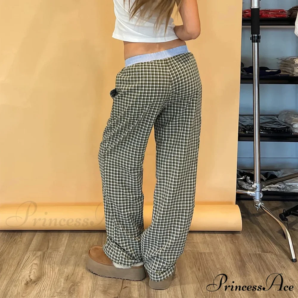 Checkered Sleep Lounge Bottoms Stretchy Waist Pant - Image 4
