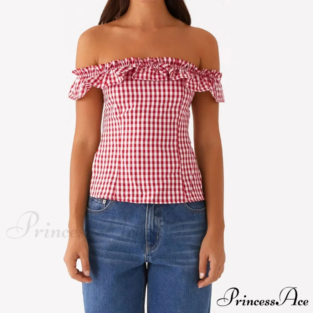 Checkered Square Neck Crop Top - Image 3