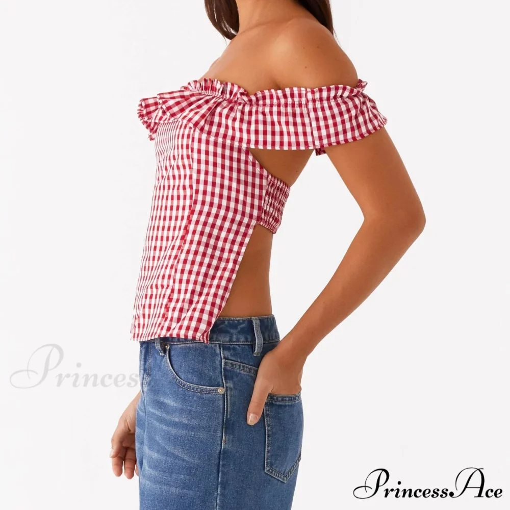 Checkered Square Neck Crop Top - Image 4