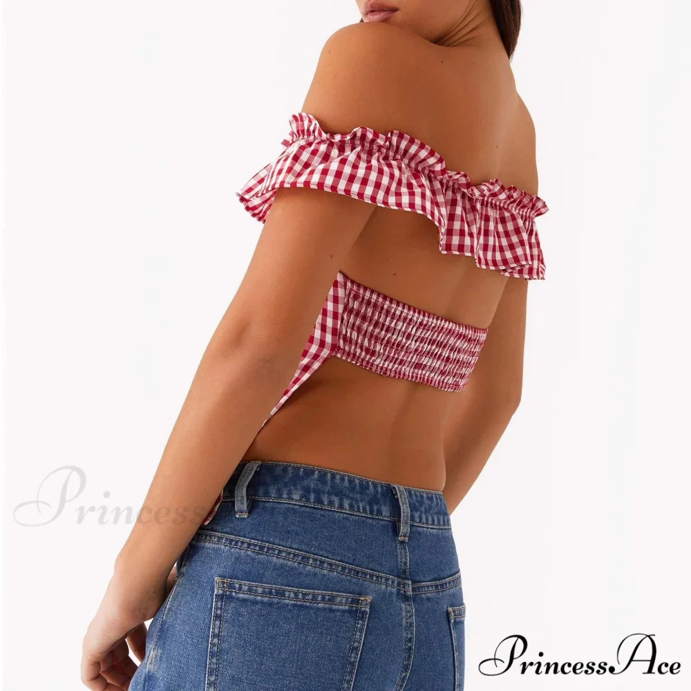 Checkered Square Neck Crop Top - Image 5