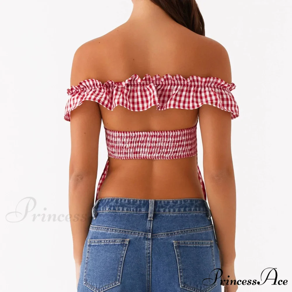 Checkered Square Neck Crop Top - Image 6