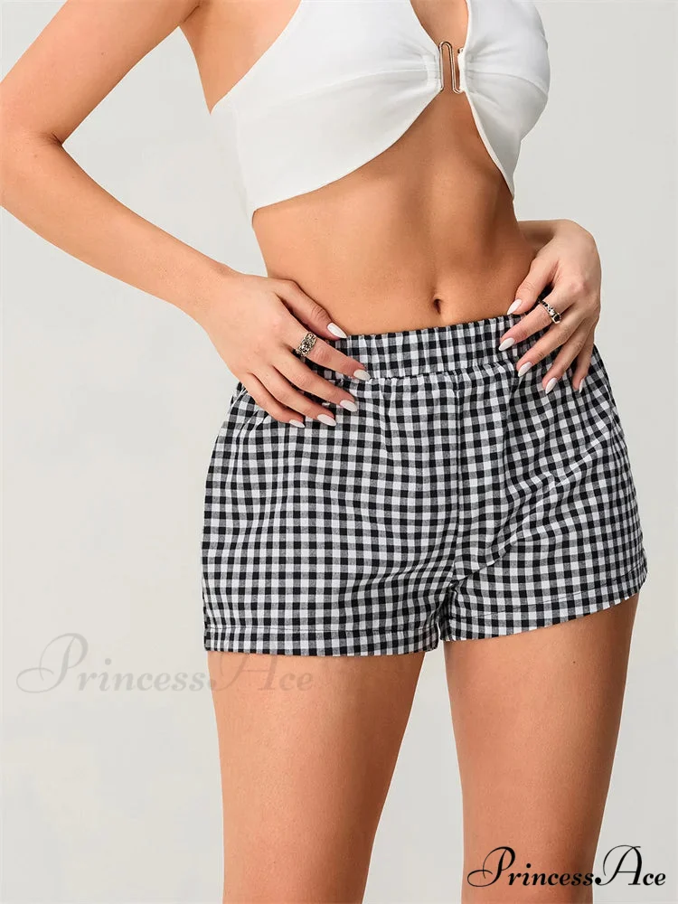 Checkered Stretchy Waist Relaxed Short - Image 2